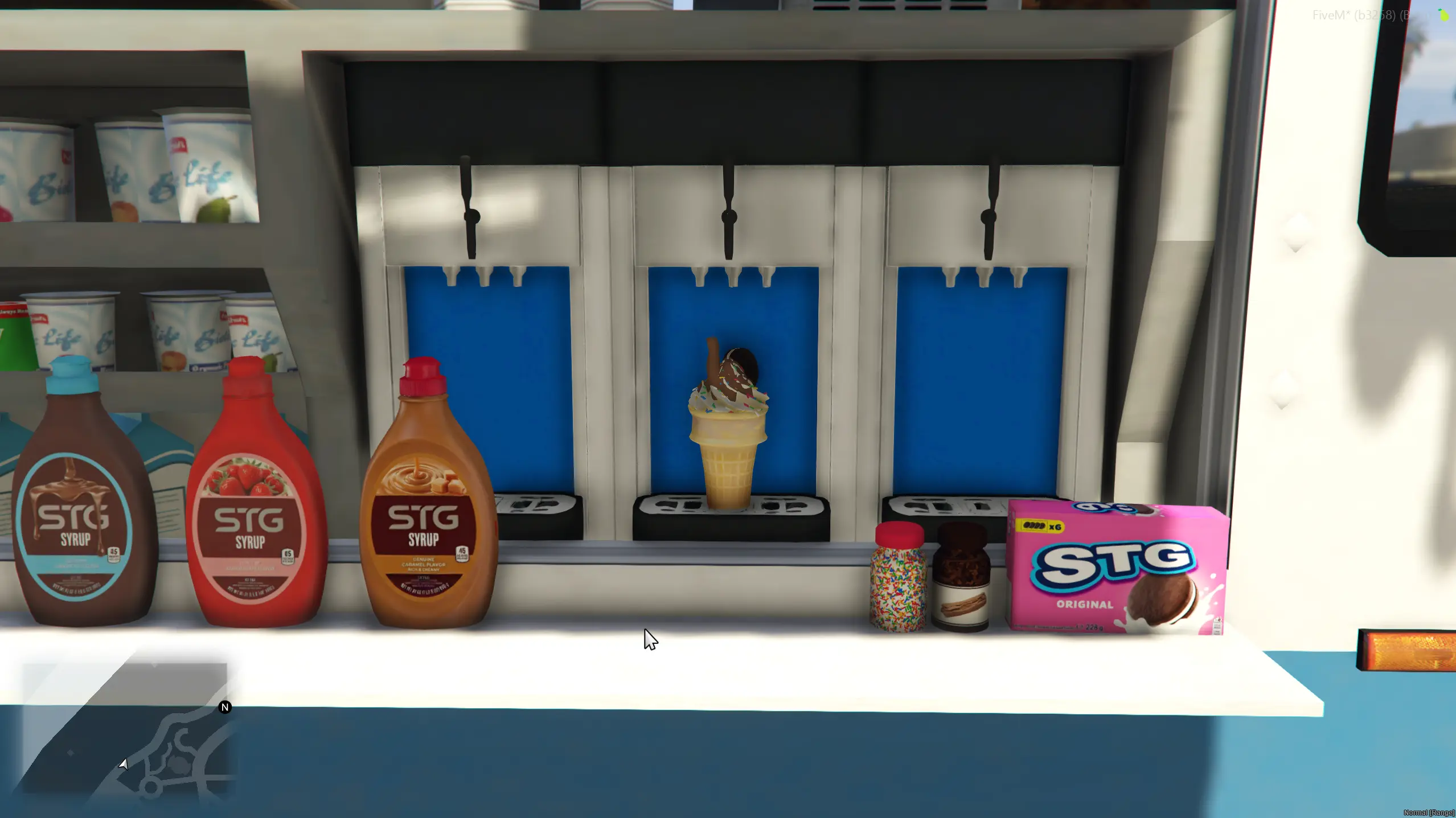 Customer pulling soft serve from the machine on the truck
