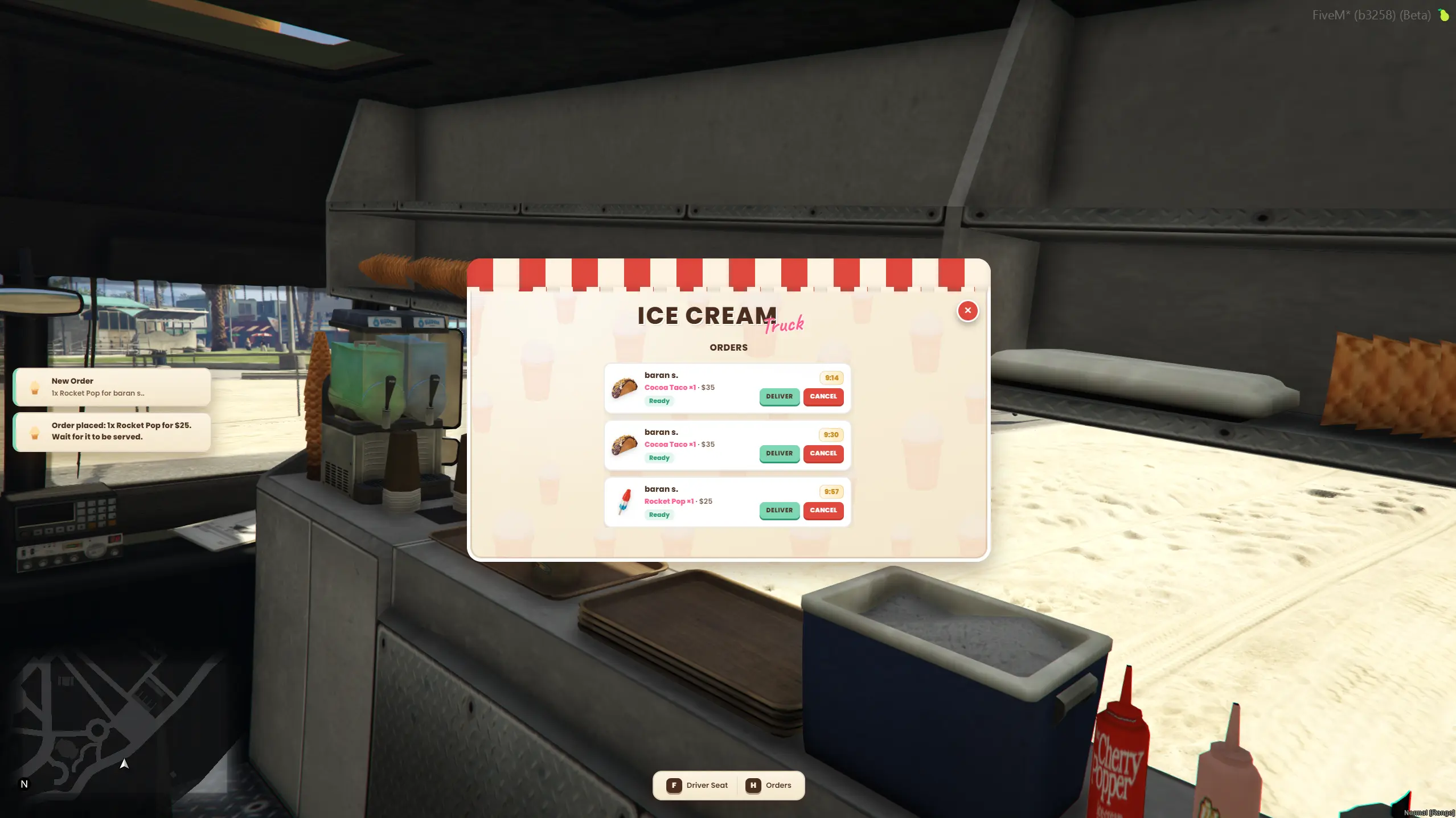 Live order queue with a countdown on every ticket